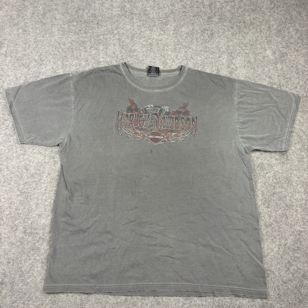 Vintage Y2K Harley Davidson Graphic T-Shirt Mens XL Gray Distressed Faded Biker - Picture 2 of 15